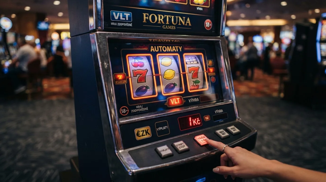 Výherní automat s nastavenou minimální sázkou 1 Kč na zatočení