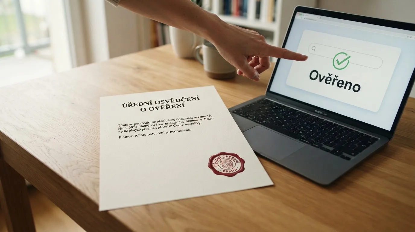 Úřední dokument s razítkem Ministerstva financí ČR a výřez online registru provozovatelů hazardních her