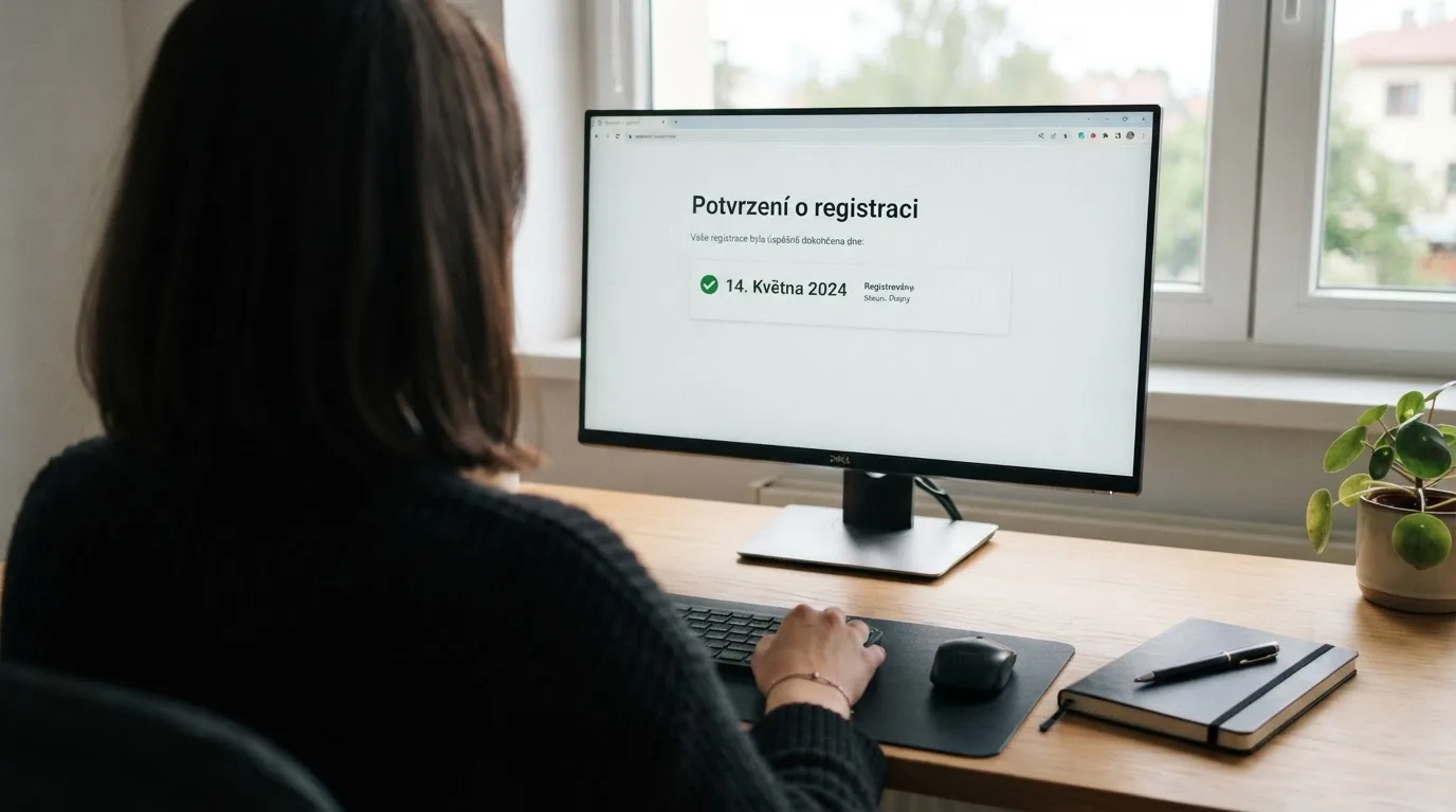 Obrazovka počítače s otevřeným registrem Ministerstva financí ČR a detailem licenčního oprávnění